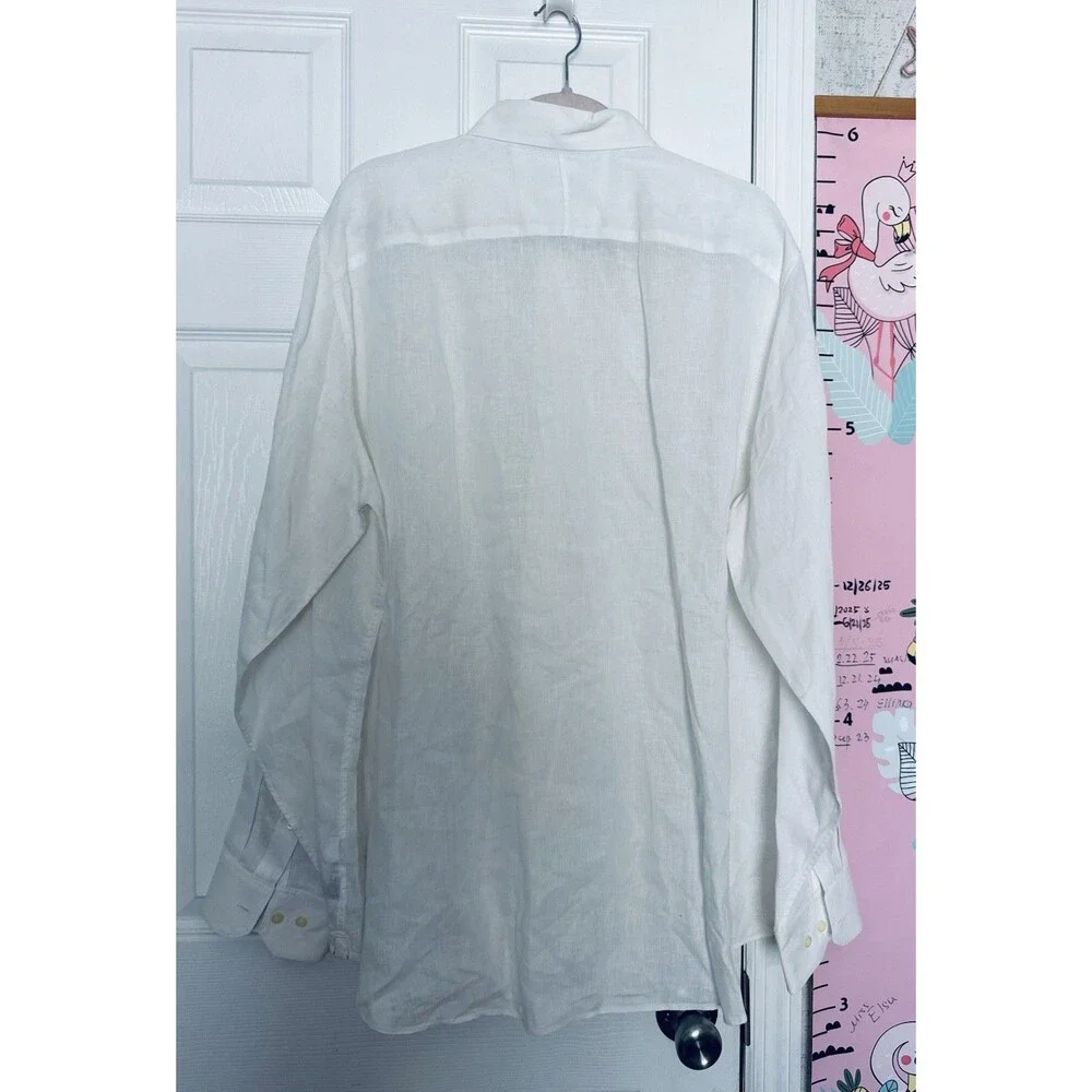 NWOT Banana Republic 100% Linen White XL Mens Shirt Long Sleeves